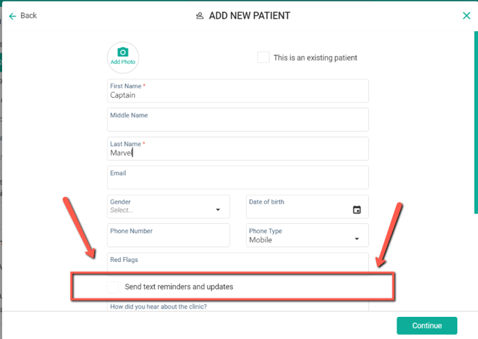 Opt-in add new patient