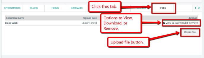 Patient File Forms tab